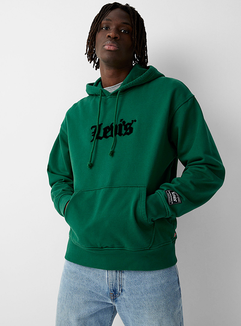 Levi's Green Velvety logo hoodie for men
