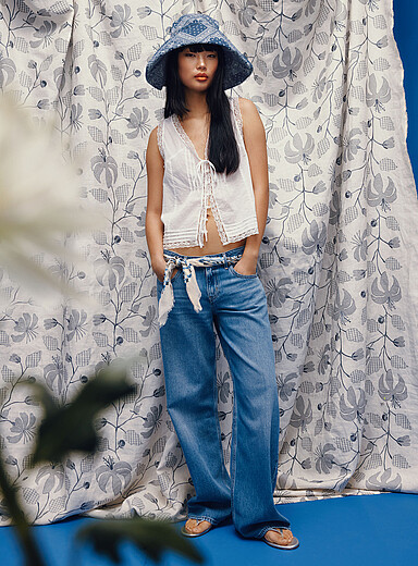 Levi's: Le jean Superlow ample Bleu moyen - Ardoise pour femme