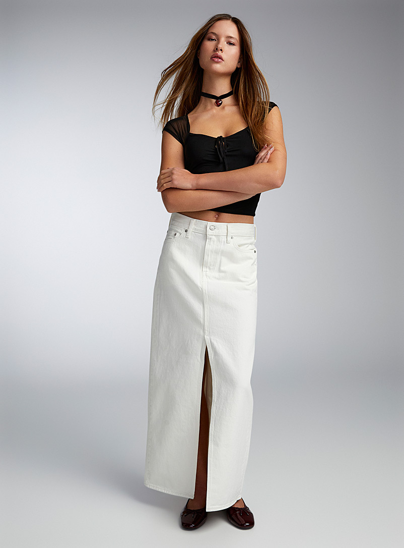 Levi's Off White Slit denim maxi skirt for women