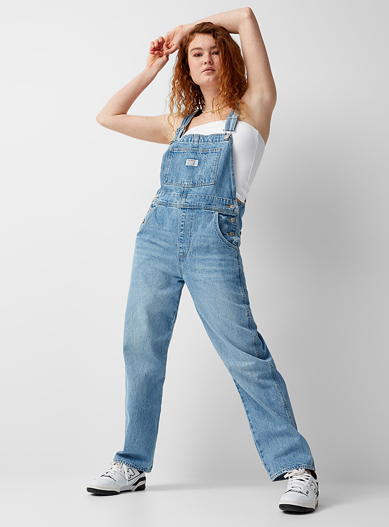 Salopette femme jeans - délavé rétro à - FR51SLZ 51_dark_blue Salopette femme jeans - délavé rétro à - FR51SLZ 51_dark_blue