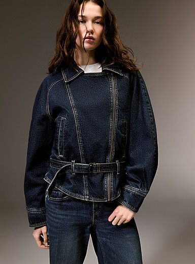 Belted denim jacket
