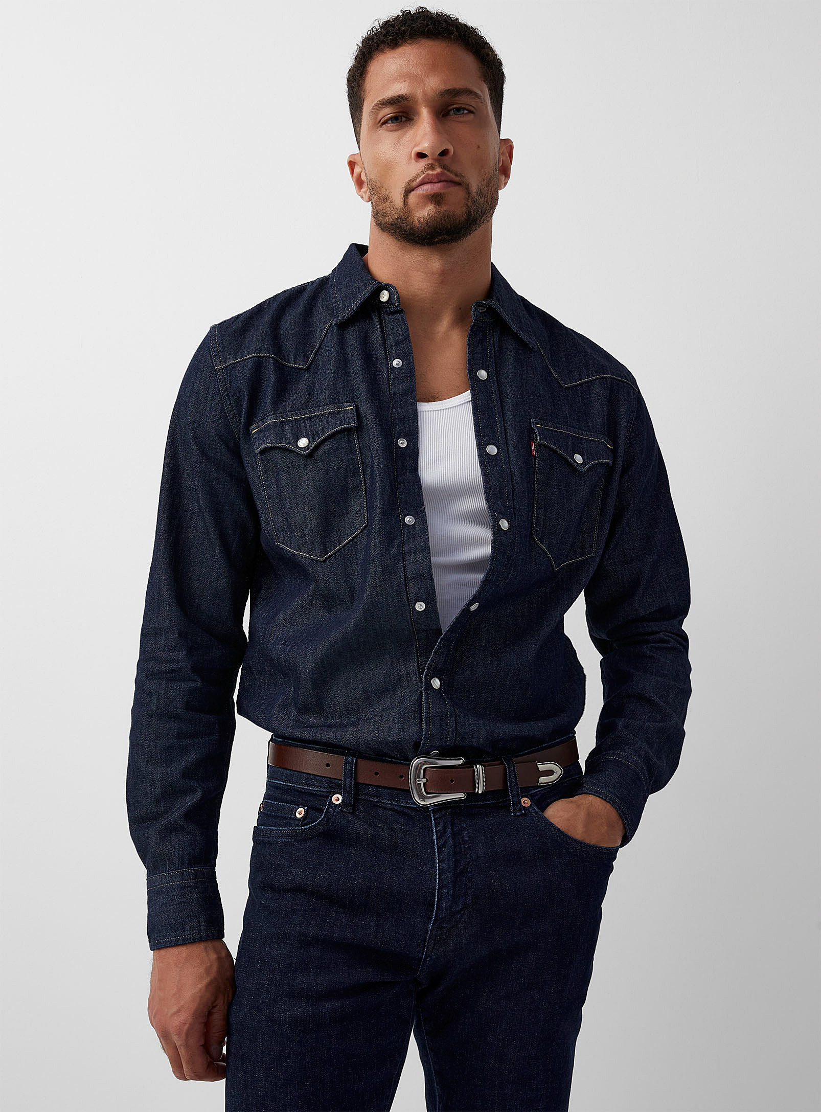 Levi's Western Denim Shirt Modern Fit In Dark Blue