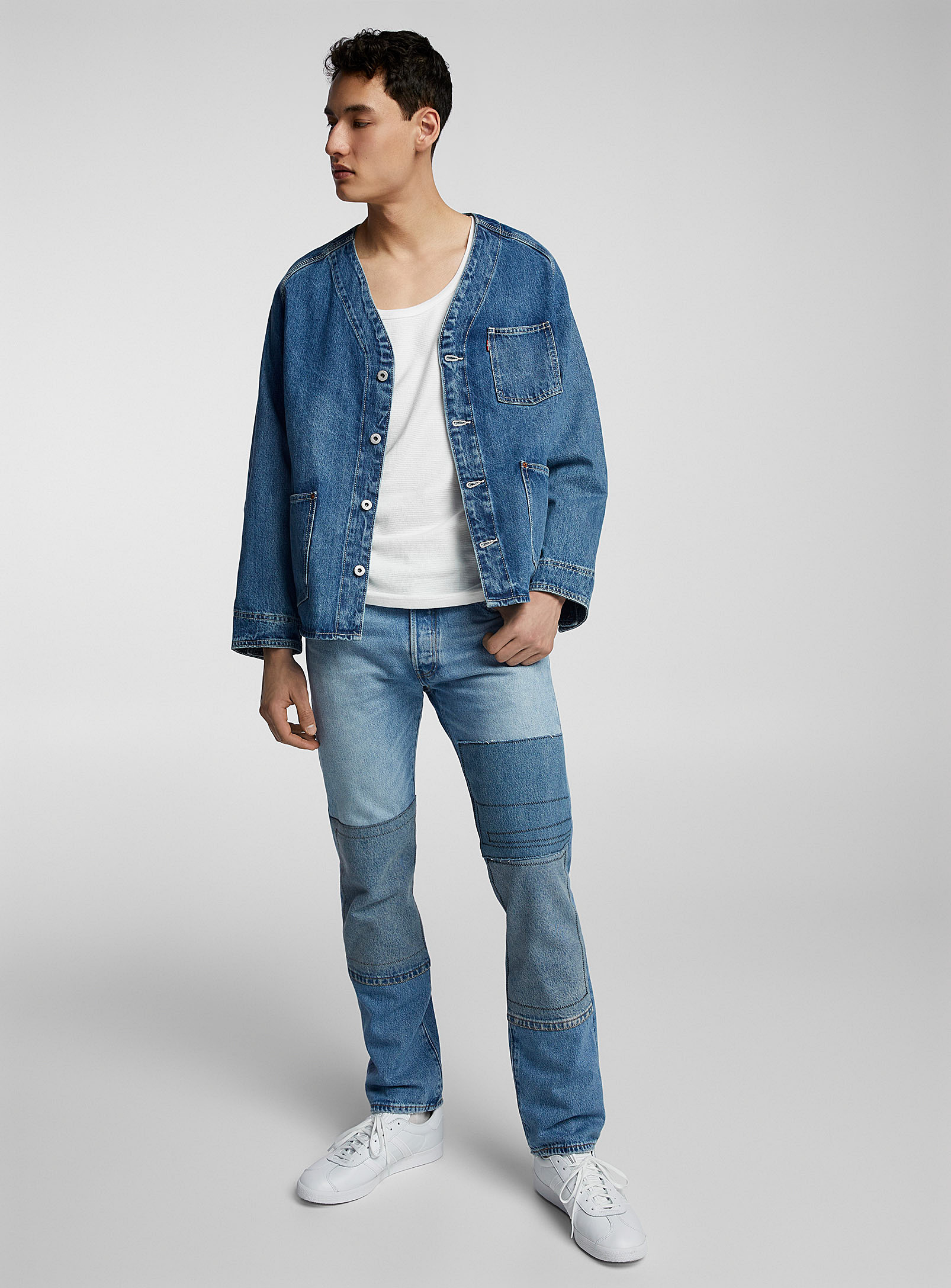 Levi's Patchwork 501 Jean Straight Fit In Blue