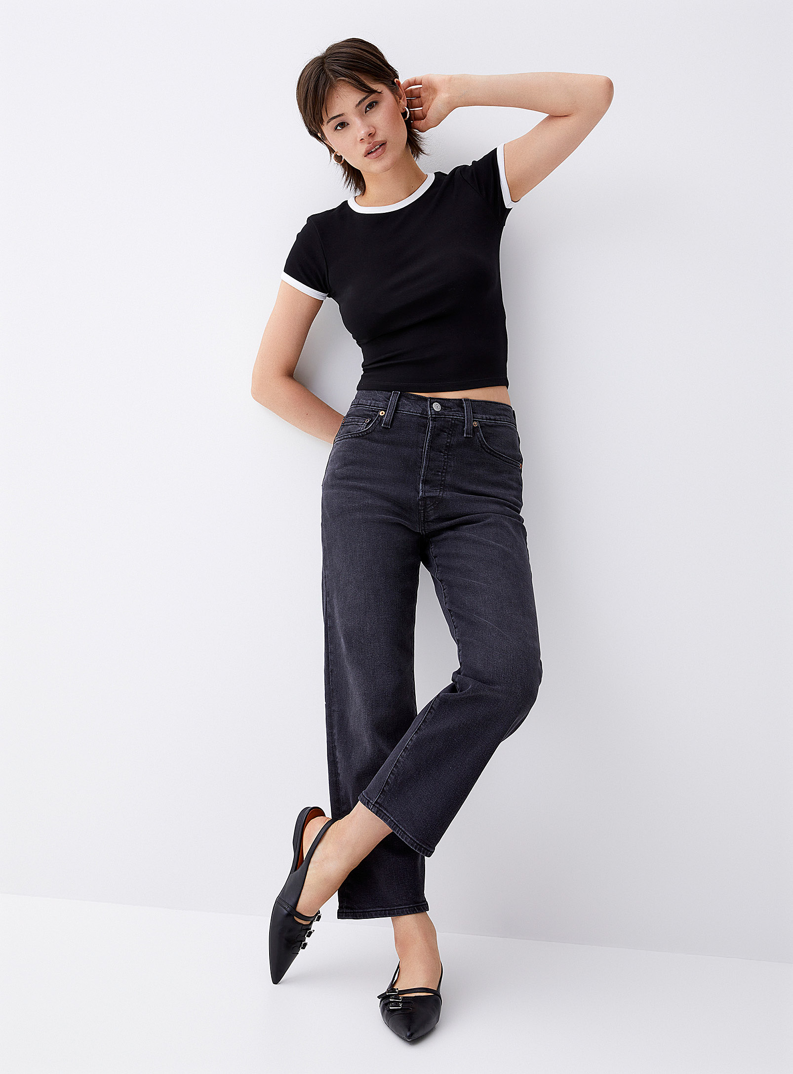 Levi's Ribcage Ankle-length Straight Jean In Black