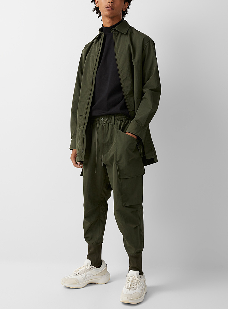 Y-3 Adidas: Le pantalon cargo toile ripstop Vert foncé-mousse-olive pour homme