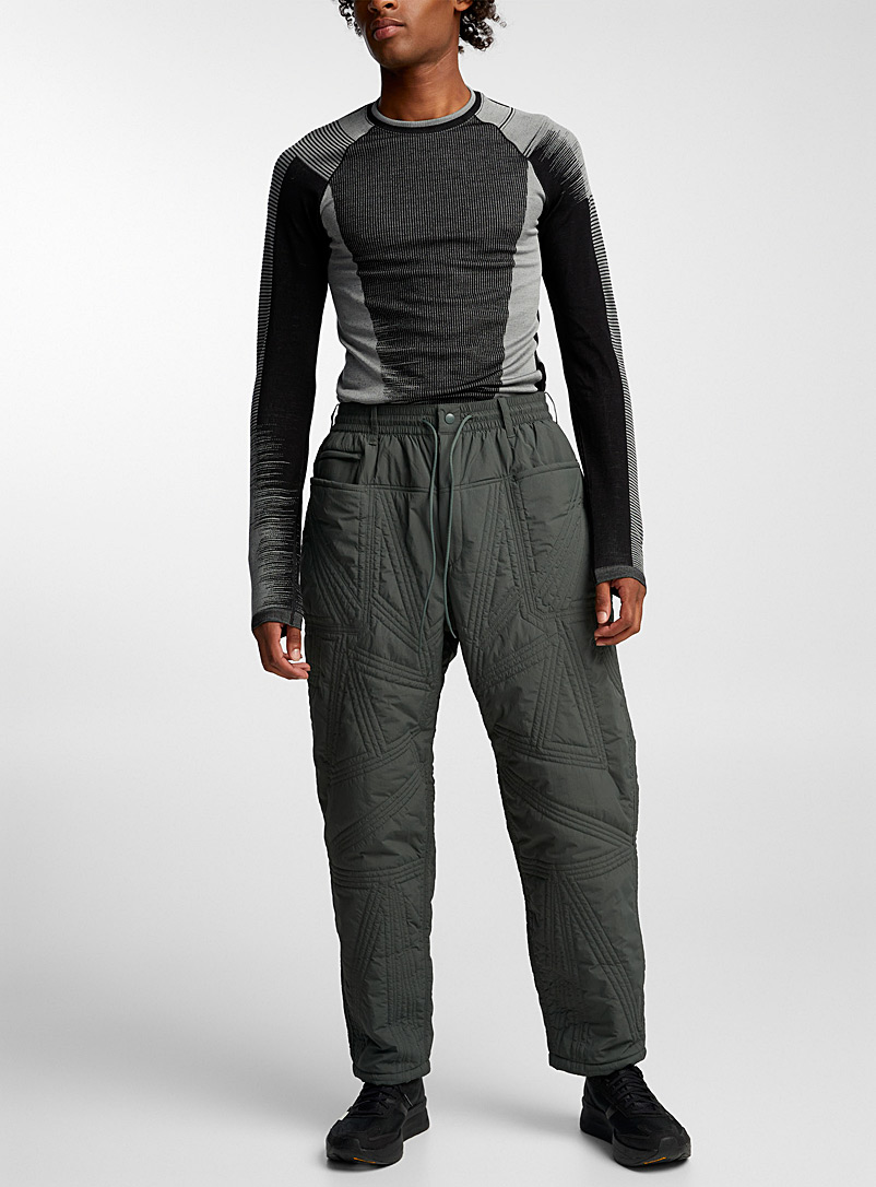 Y-3: Le pantalon utilitaire matelassé Vert foncé-mousse-olive pour homme