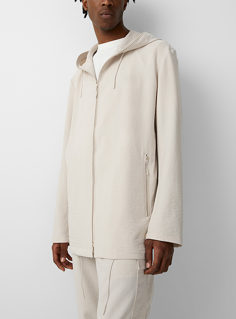 Y-3 Adidas Cream Beige Streamlined hooded jacket for men