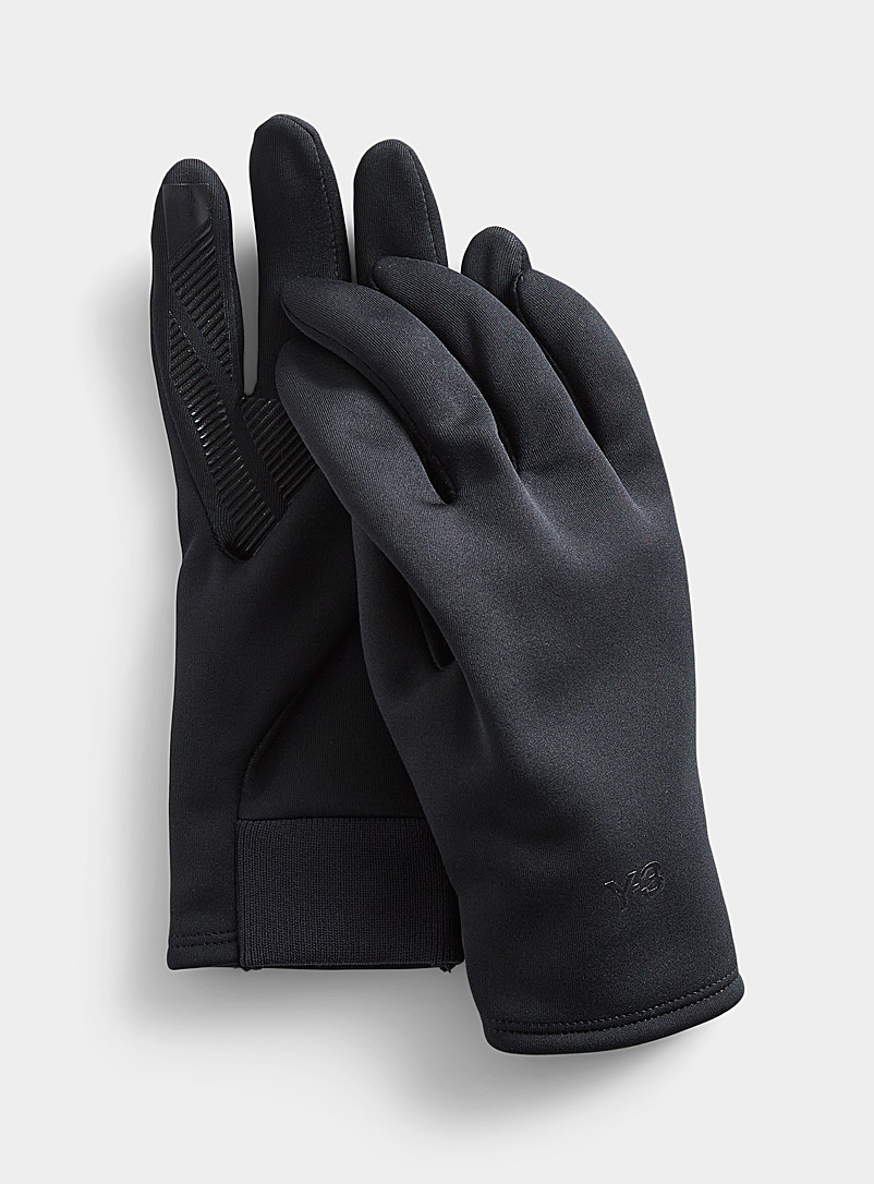 Y-3 Black Silicone lined techno gloves for men