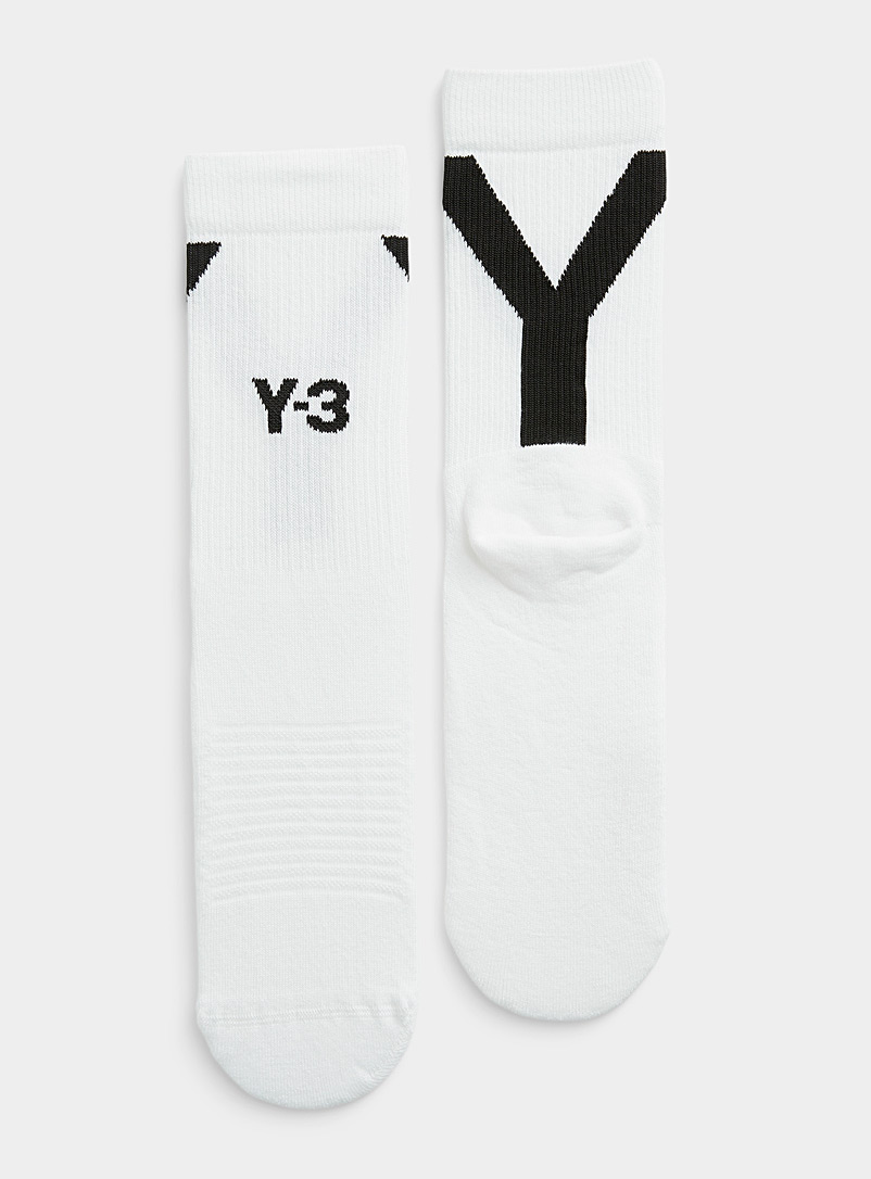 Y-3 White Y-3 Hi white socks for men