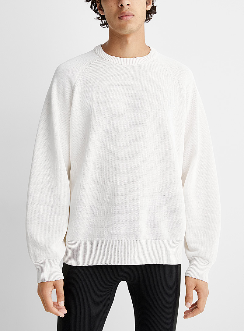 Y-3 Adidas: Le pull tricot logo embossé Ivoire blanc os pour homme