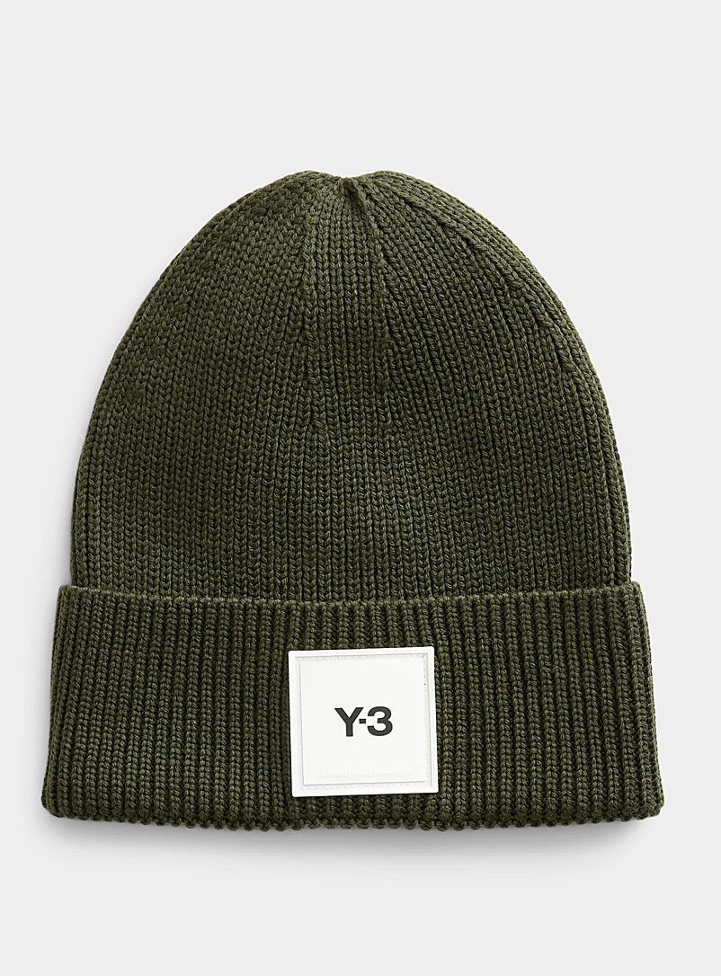 Y-3 Adidas: La tuque logo laine mérinos Brun pâle-taupe pour homme