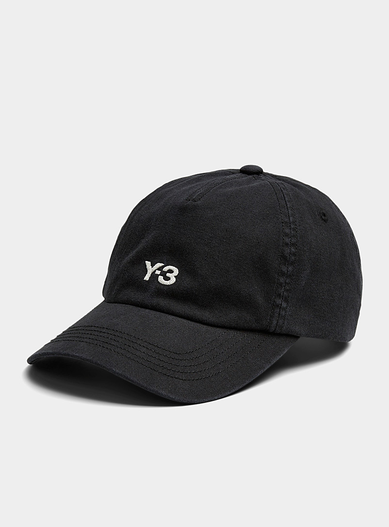 Y-3 Black Embroidered Y-3 black baseball cap for men