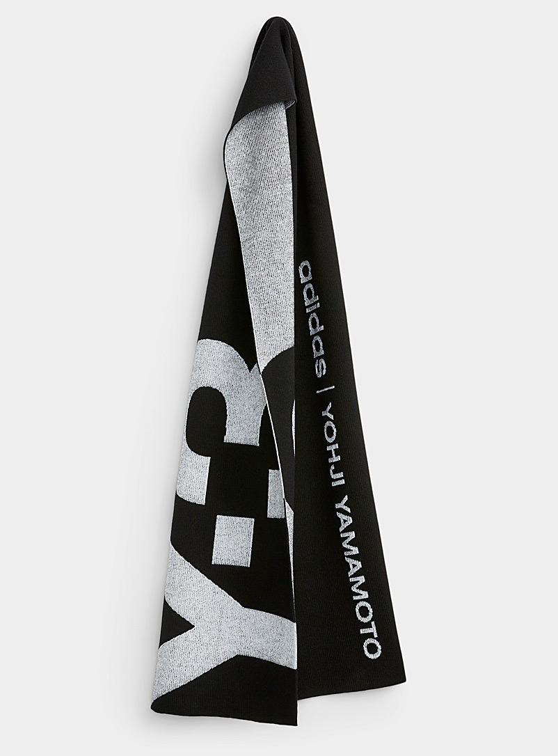 Y-3 Adidas Black Accent signature jacquard scarf for men
