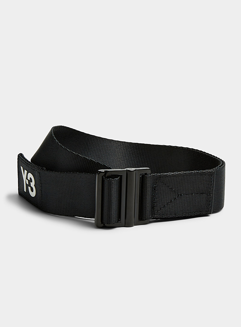 Y-3 Black Y-3 logo belt for men