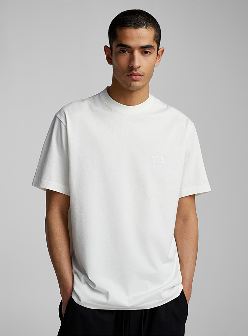 Y-3 White Tone-on-tone logo ivory T-shirt for men