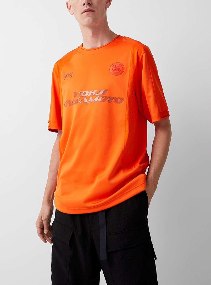 Y-3 Adidas Orange Neon orange flocked soccer jersey for men