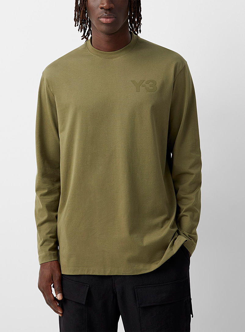 Y-3 Adidas Mossy Green Mini-logo olive long-sleeve T-shirt for men