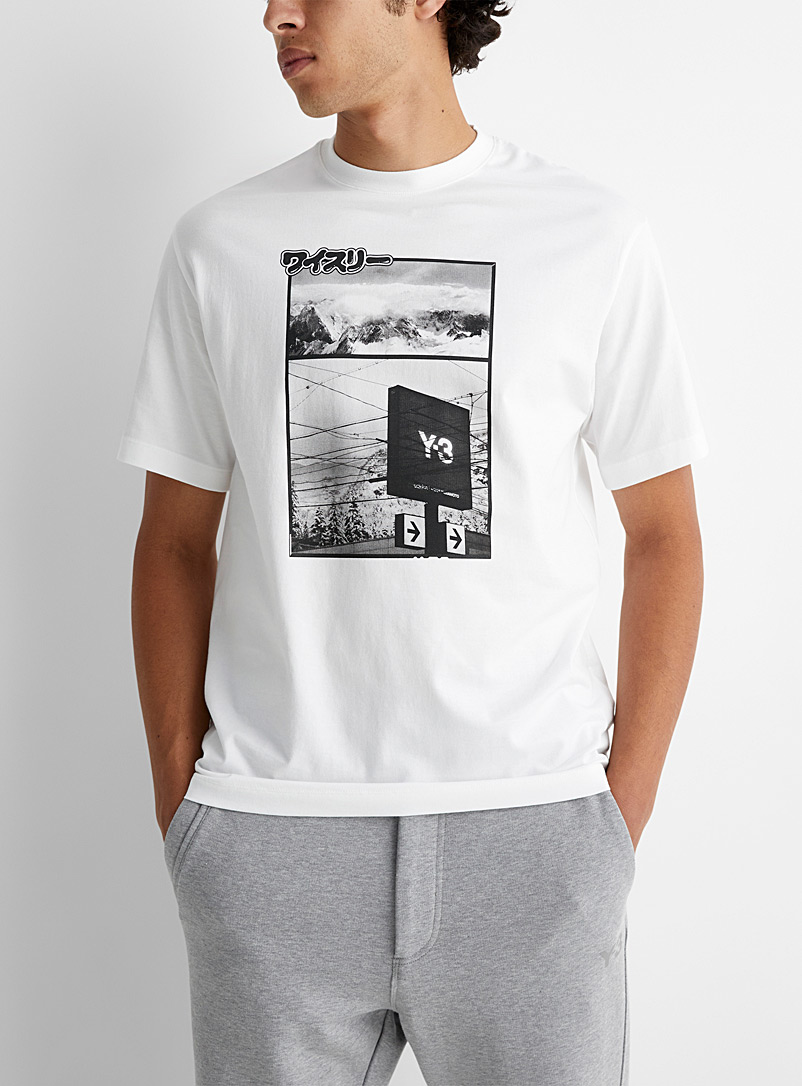 Y-3 Adidas: Le t-shirt montage photo Blanc pour homme