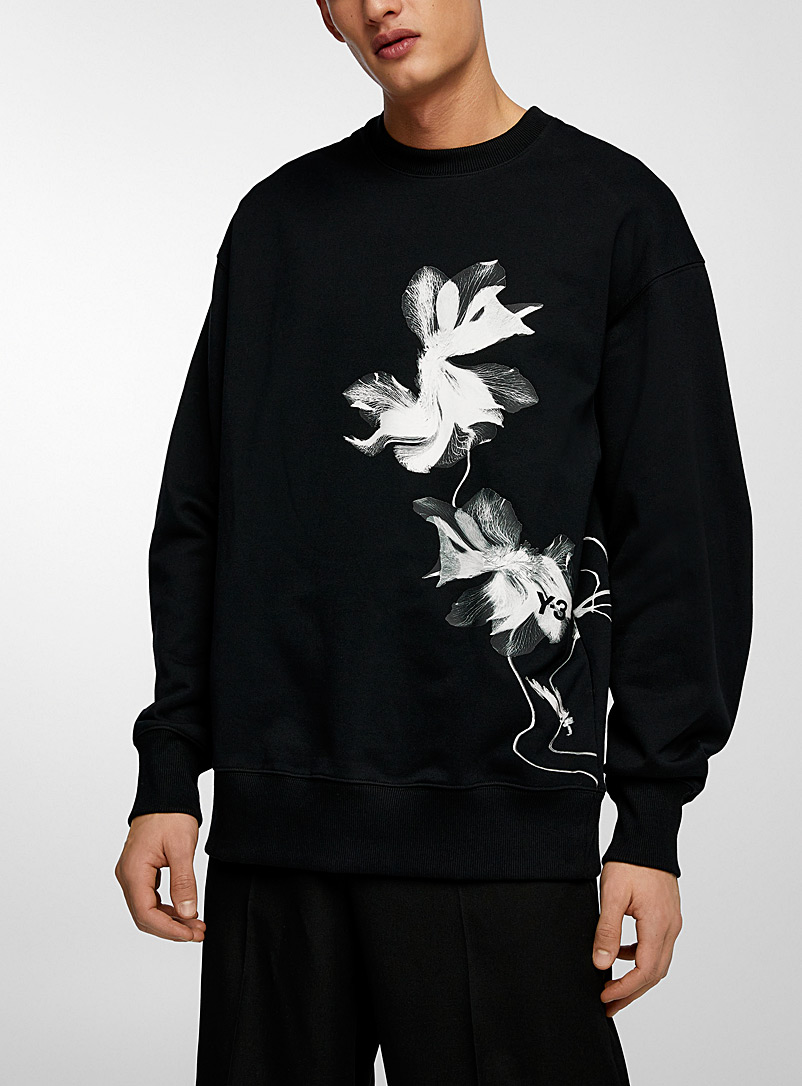 Y-3 Black GFX floral print sweatshirt for men