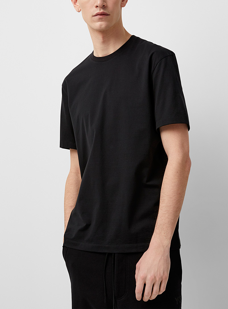 Y-3 Adidas Black Classic black tonal logo T-shirt for men
