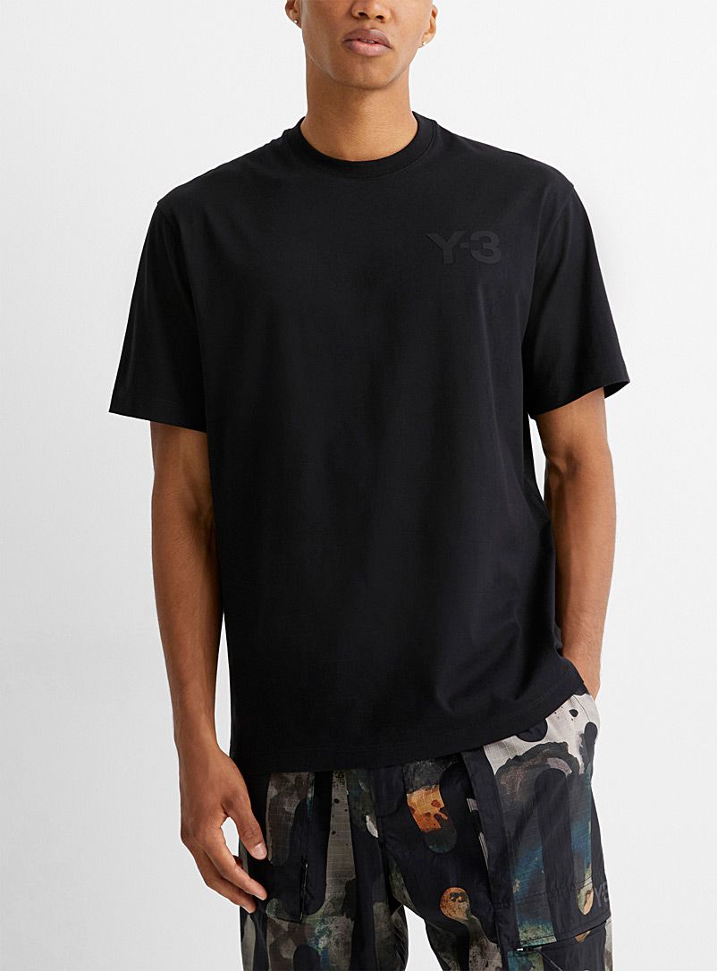 Y-3 Adidas: Le t-shirt noir logo ton sur ton Noir pour homme