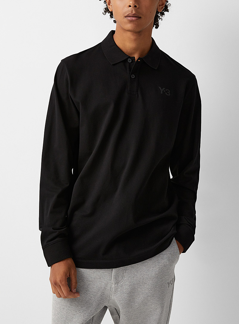 Y-3 Adidas Black Classic long sleeve polo for men