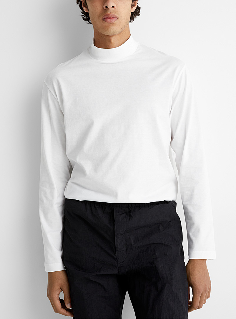 Y-3 Adidas: Le t-shirt col montant manches longues blanc Blanc pour homme