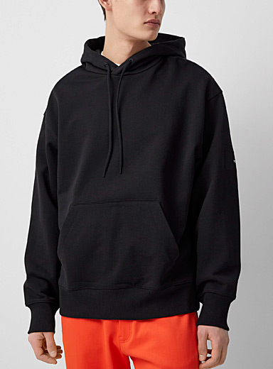 Y-3 Black Tone-on-tone patch black hoodie for men