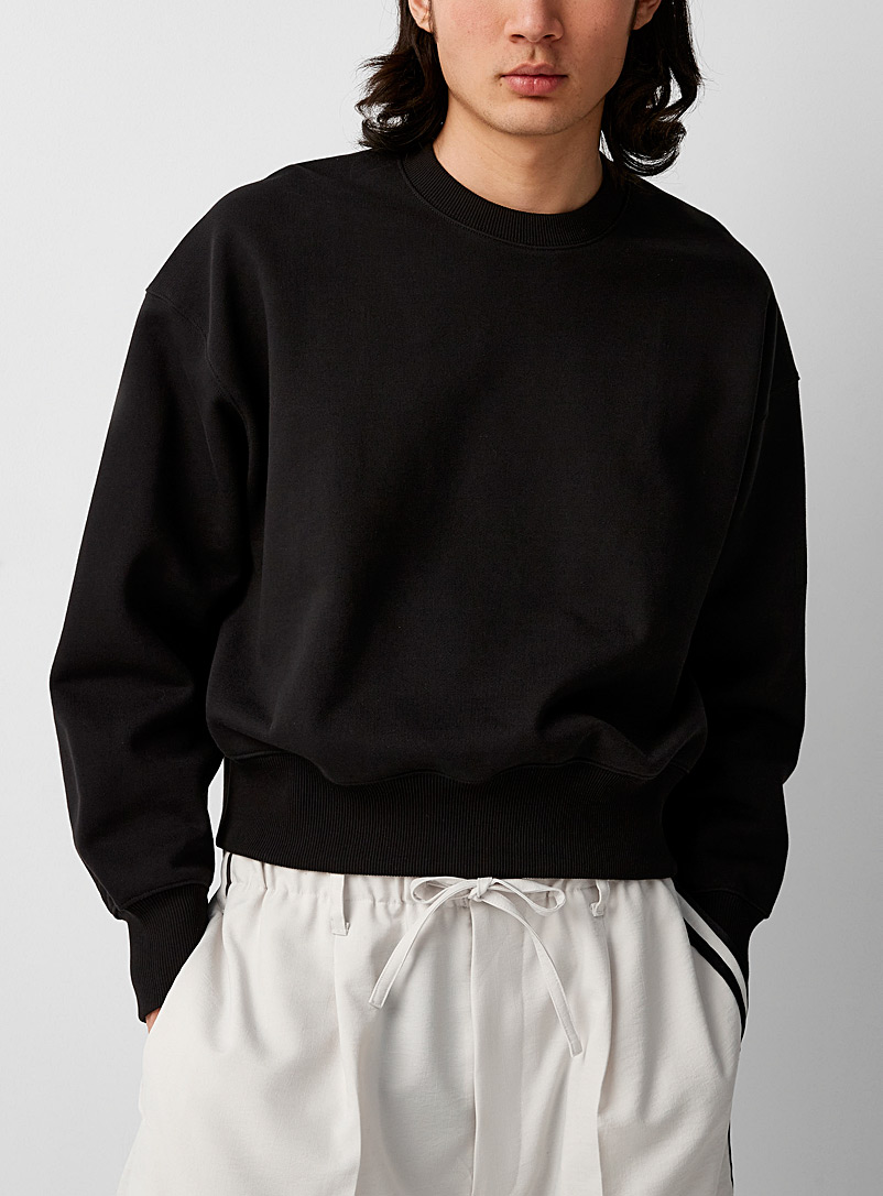 Y-3 Adidas Black Organic cotton cropped sweatshirt for men