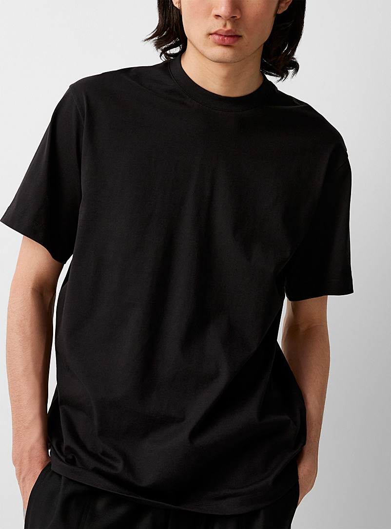 Y-3 Adidas Black Signature label casual black T-shirt for men