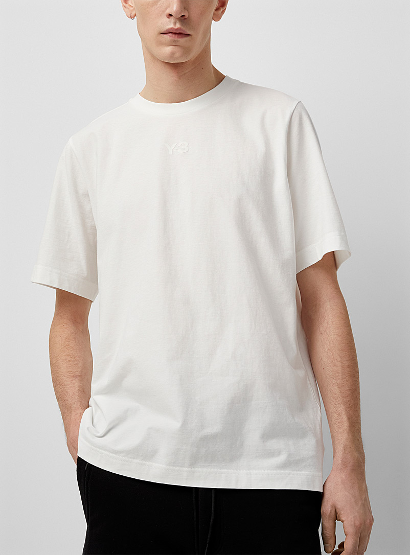 Y-3 Adidas: Le t-shirt logo centré Blanc pour homme