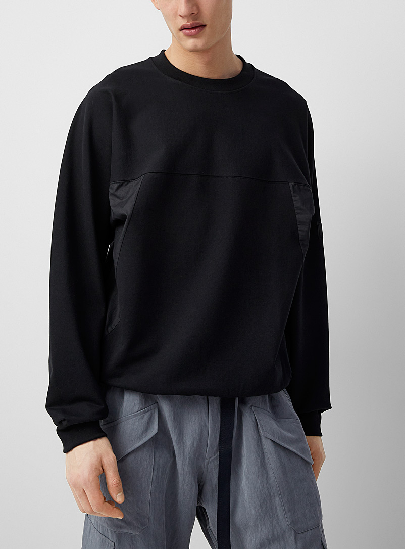 Y-3 Black Mixed materials stretch sweatshirt for men