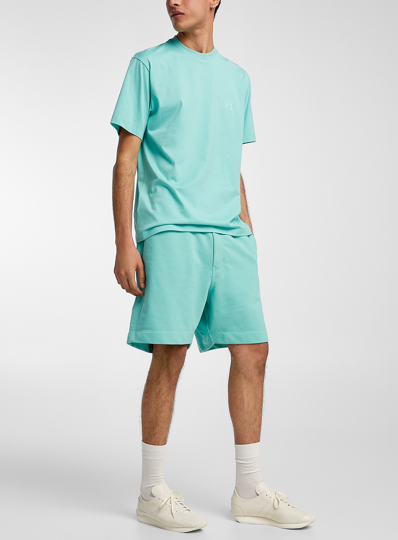 Shop Y-3 Tone-on-tone Logo Jersey Bermuda Shorts In Mint/pistachio Green
