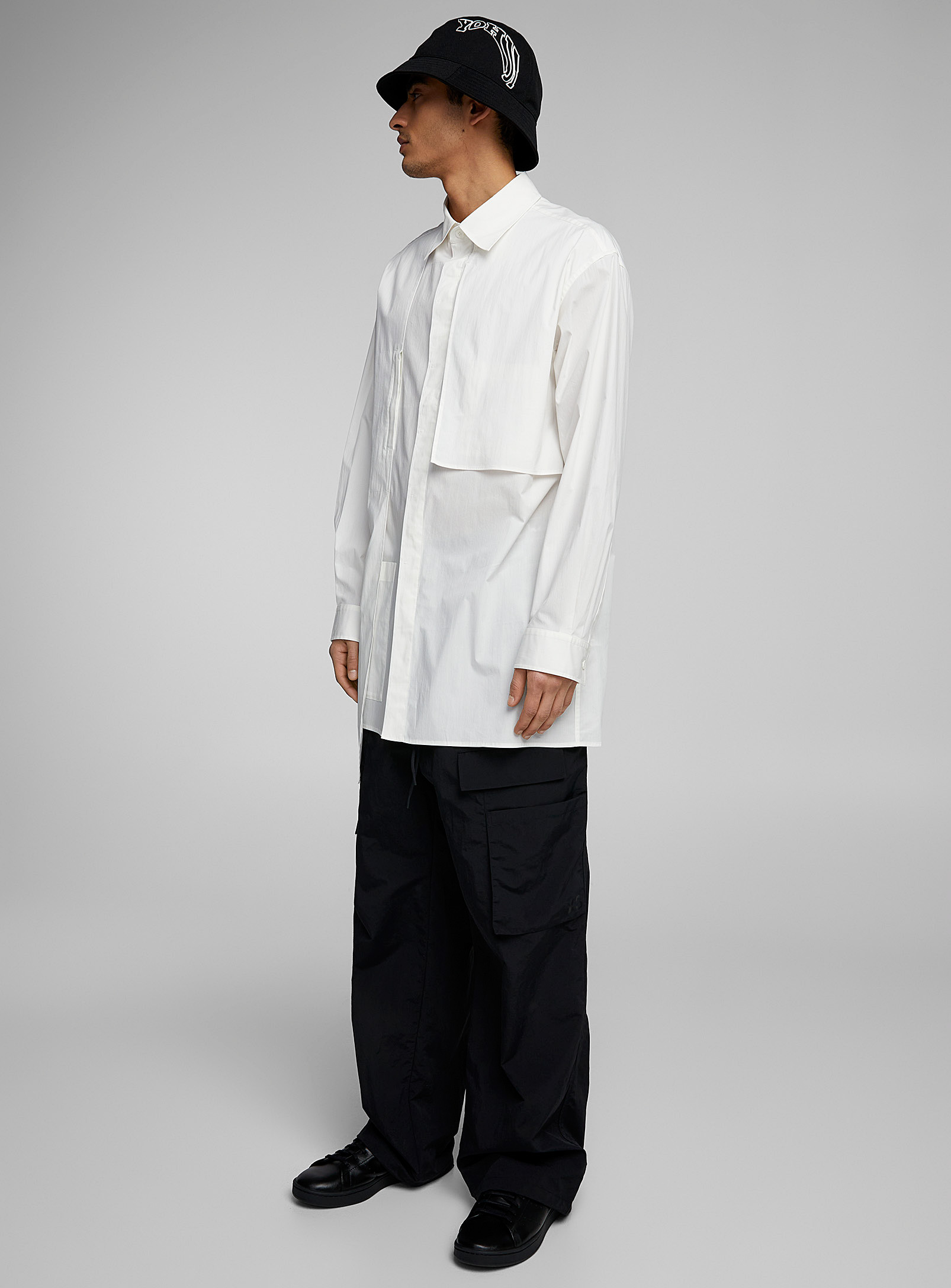 Y-3 Superimposed Panels Asymmetrical Shirt In White
