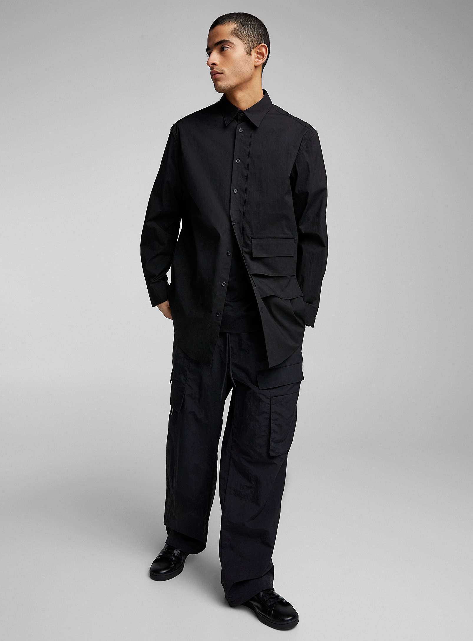 Y-3 Superimposed Pocket Utilitarian Shirt In Black