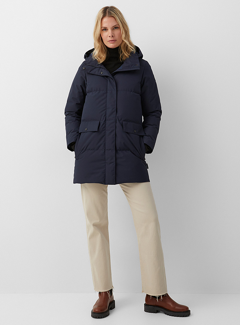 Quartz Co. Marine Blue Chloe multi-pocket puffer jacket for women