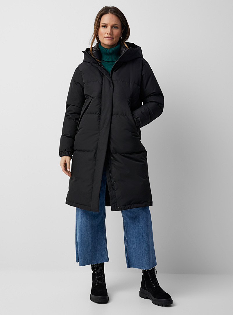 Quartz Co. Black Ines long puffer jacket for women
