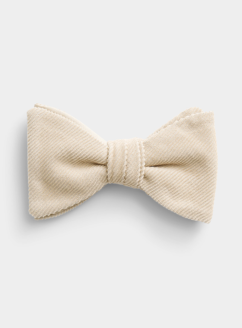 Le 31 Cream Beige Colourful corduroy bow tie for men