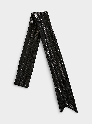 Sequined black tie scarf <b>Exclusive collection from Italy</b>