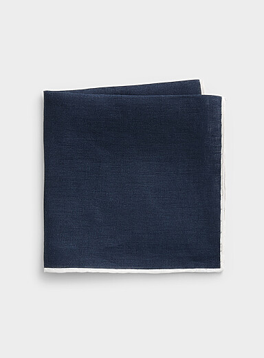 Trimmed pure linen pocket square <b>Exclusive collection from Italy</b>