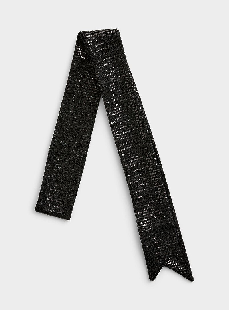 Sequined black tie scarf Exclusive collection from Italy product image (primary)