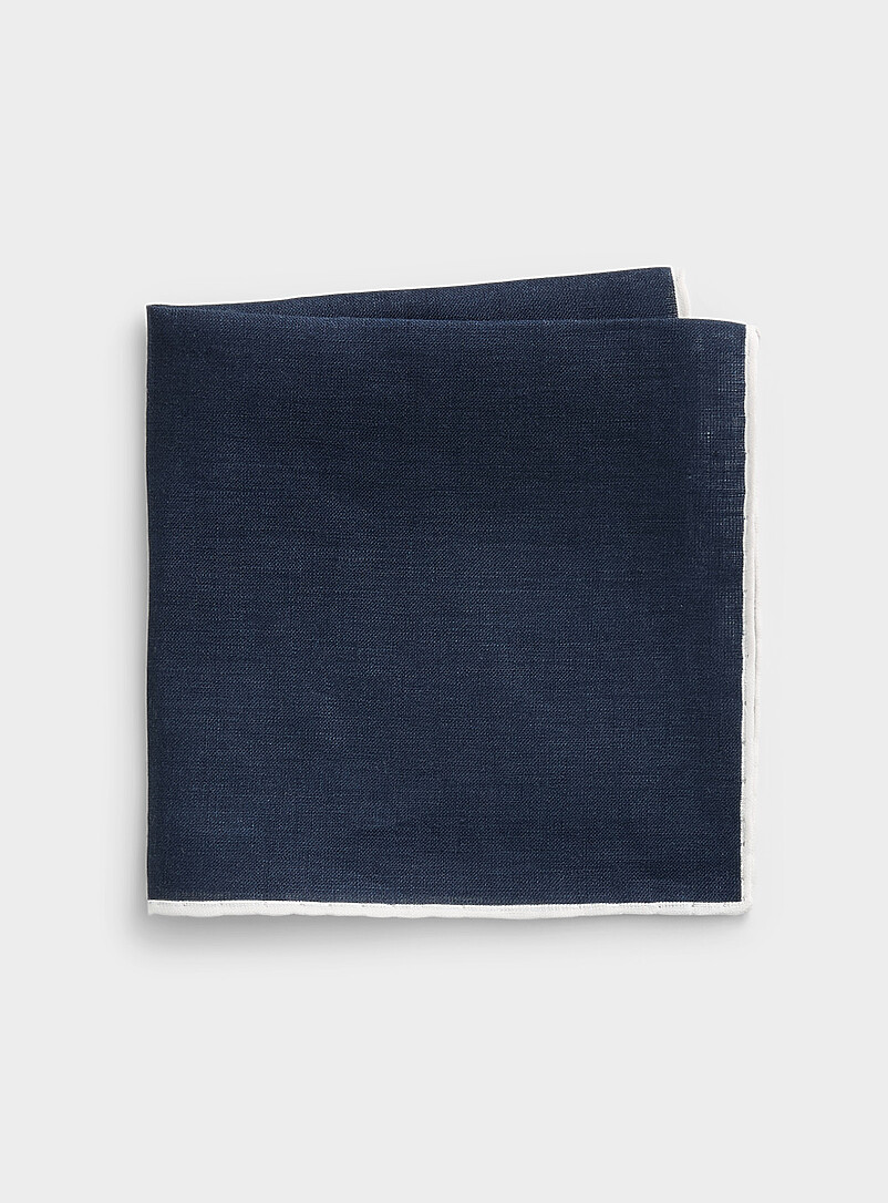 Trimmed Pure Linen Pocket Square Exclusive Collection From Italy