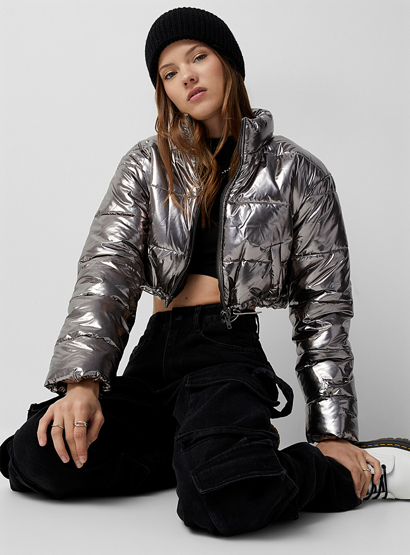 Twik Assorted Metallic cropped and quilted jacket for women
