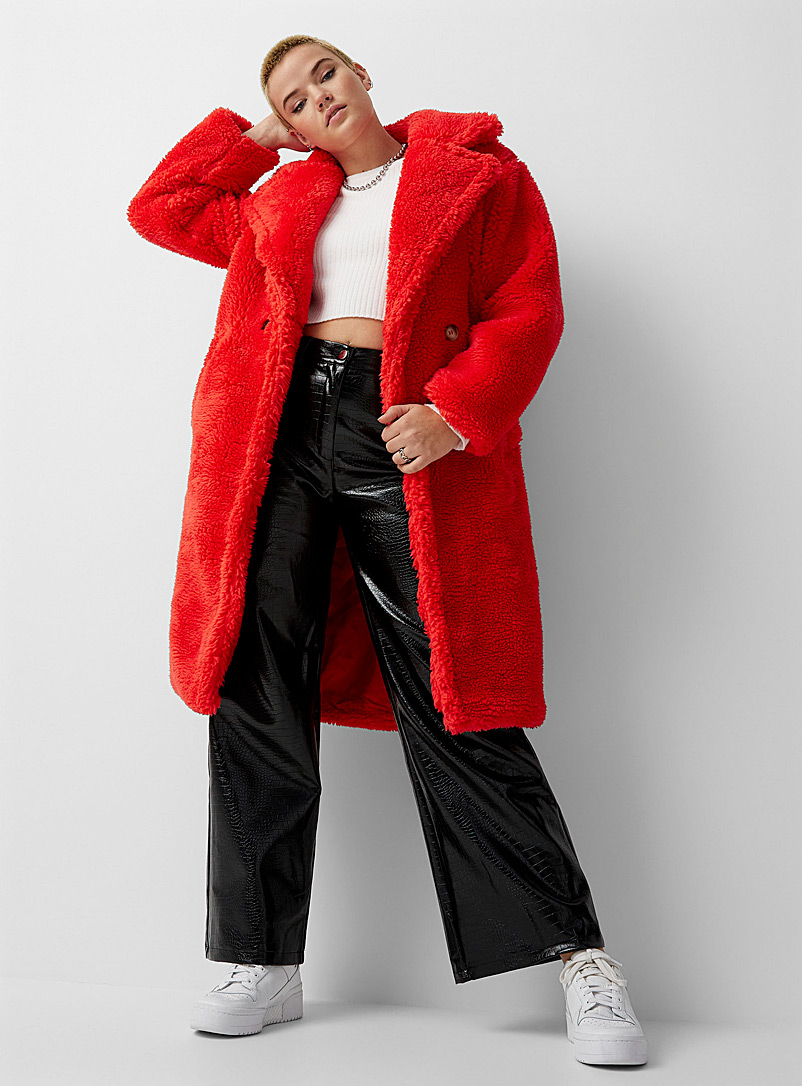 Twik Coral Soft sherpa fleece coat for women