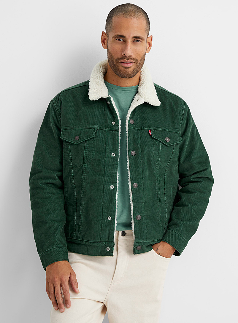 Levi's Green Sherpa-lined forest corduroy Trucker jacket for men