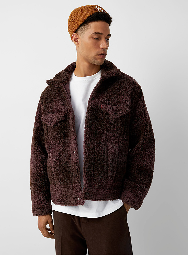 Levi's Brown Plaid sherpa Trucker jacket for men