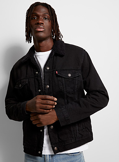 Levi's Black Trucker sherpa-lined jean jacket for men