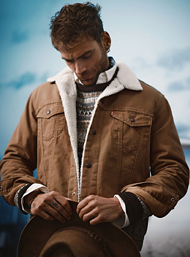Levi's Fawn Trucker sherpa-lined jean jacket for men