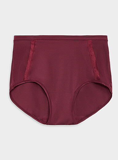 Wonderbra: La classique taille haute accents filet Flawless Fit Nylon Bourgogne pour femme