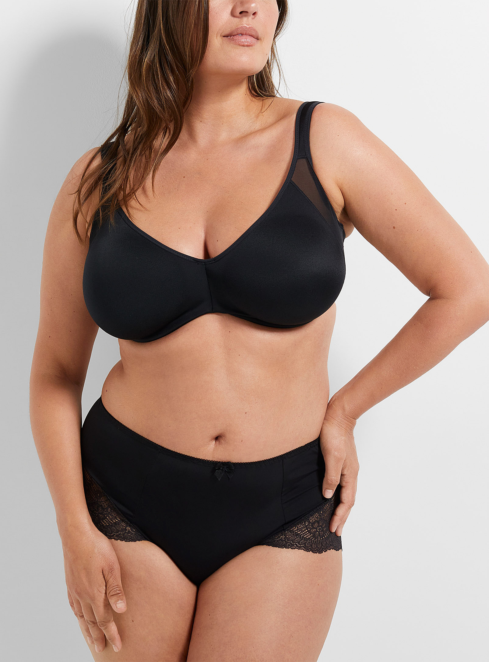 Wonderbra Lace Inserts Recycled Nylon Hipster In Black